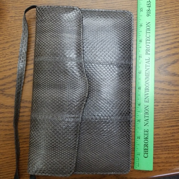 Gray python snakeskin shoulder bag vintage purse - Picture 5 of 8